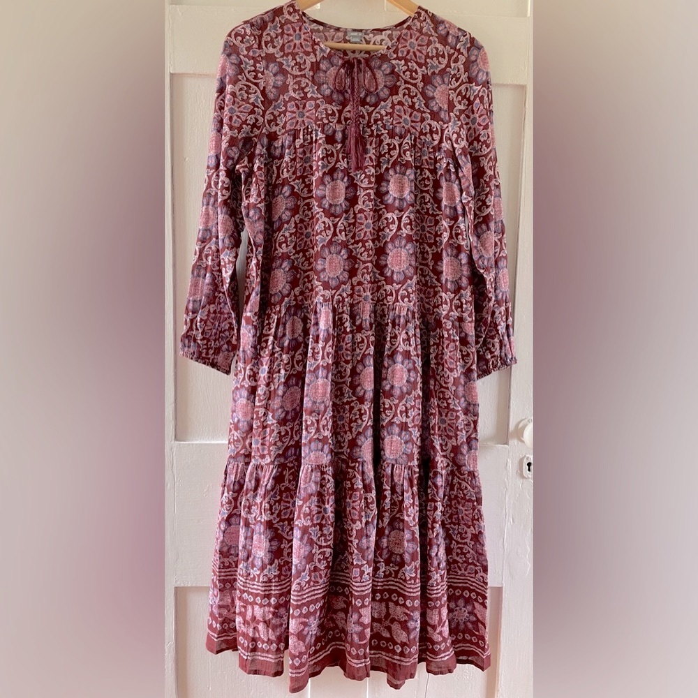 aerie Bohemian floral print tiered dress, petite small